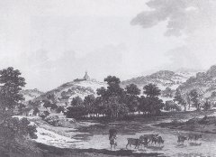 obraz s motivem kostela od Ludwiga E. G. Buquoye