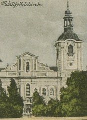 dobová pohlednice s motivem kostela