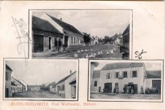 dobová pohlednice vsi se zvoničkou