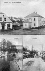 dobová pohlednice vsi s kaplí (na horním snímku)