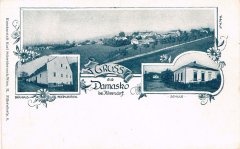 historická pohlednice s kaplí (vpravo dole, proti škole)