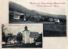 dobová pohlednice vsi s kaplí