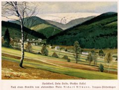 kresba vsi s kaplí (u šipky)