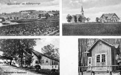 dobová pohlednice vsi s kaplí (vpravo dole)