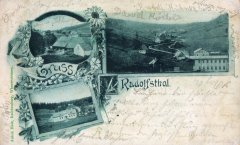 dobová pohlednice vsi s kaplí (na levém dolním snímku)