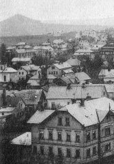 dobová pohlednice města s kaplí - výřez