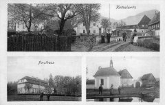 dobová pohlednice vsi s kaplí