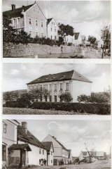 dobová pohlednice vsi s kaplí (nahoře vpravo)