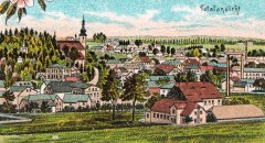 dobová pohlednice města s kaplí - výřez (vlevo od kostela)