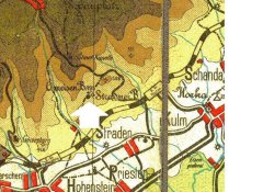 mapa s umístěním kapličky (označeno šipkou)