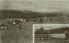 historické foto kaple (vlevo pod lesem)