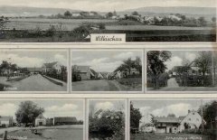 historická pohlednice obce s kaplí (na levém dolním snímku)
