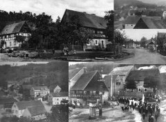 dobová pohlednice vsi s kaplí