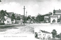 dobová pohlednice vsi s kaplí