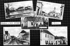 dobová pohlednice vsi s kaplí (vpravo nahoře)