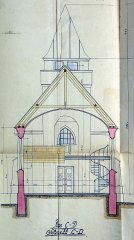stavební plán kostela - řez C - D
