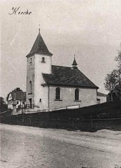 starší foto kostela - výřez z předchozí pohlednice