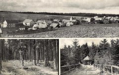 besídka (altán) nad pramenem (vpravo dole), vlevo dole původní dnes již vyschlý druhý pramen Odry