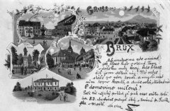 dobová pohlednice města se zvonicí (uprostřed)