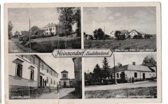 dobová pohlednice vsi s kaplí (vlevo dole)