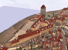 kostel v tzv. Langweilově modelu Prahy (před Prašnou bránou)