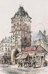 kresba kostela (vpravo od Prašné brány)