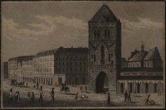 detail ze situačního plánu Prahy (Johann Loth) - kostel vpravo od Prašné brány