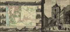 historický situační plán Prahy, aut. Carl Graf Vasquez-Pinas (kostel v levém sloupci na 4. obrázku; vpravo detail)
