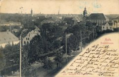 dobová pohlednice města s kostelem