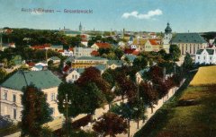 historická pohlednice města s kostelem
