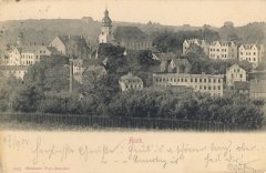 dobová pohlednice města s kostelem
