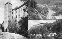 dobová pohlednice vsi s kostelem