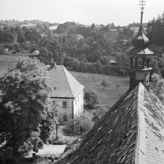 historické foto kostela - hřeben střechy