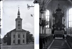 historické foto kostela a jeho interiéru
