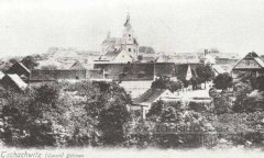 historické foto vsi s kostelem