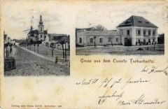 dobová pohlednice vsi s kostelem
