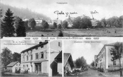 dobová pohlednice vsi s kostelem