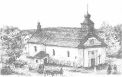 kresba s námětem kostela