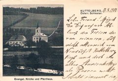 historická pohlednice s kostelem