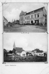 dobová pohlednice městyse s kostelem