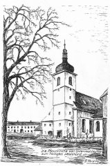 kresba kostela od H. Friedla