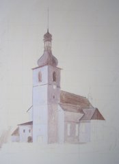 kresba kostela z roku 2013