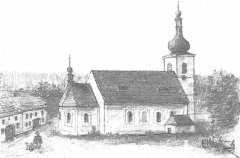 kresba s námětem kostela