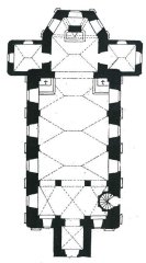 půdorys kostela před přestavbou v letech 1725 - 1726
