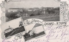 historická pohlednice obce s kostelem