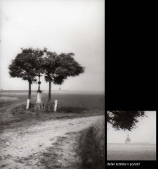 historické foto věže kostela (v pozadí), v popředí je tzv. Schenker Kreuz