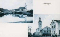 dobová pohlednice města s kostelem 