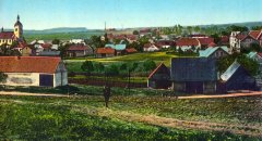 dobová pohlednice města s kostelem 
