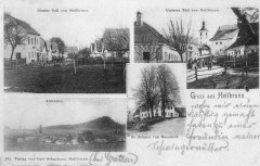 dobová pohlednice vsi s kostelem