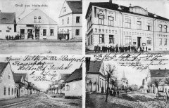 dobová pohlednice vsi s kostelem (vpravo dole)